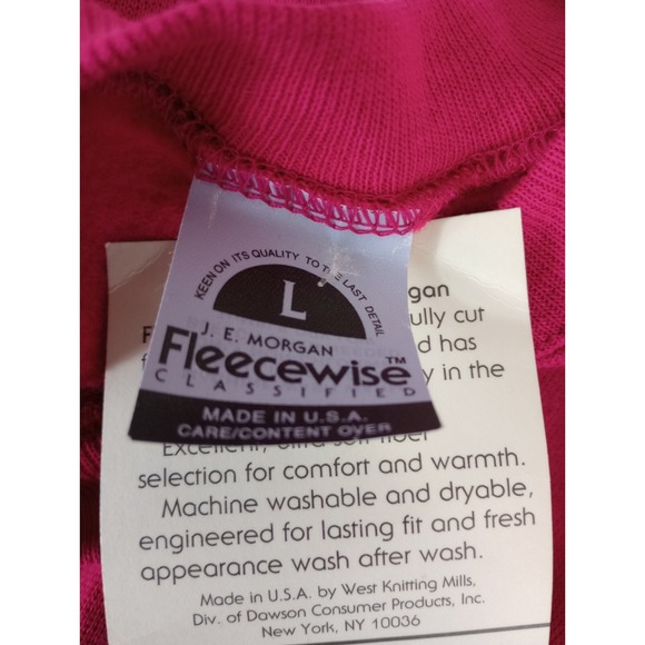NWT J.E. Morgan Fleecewise‎ Sweatshirt Women's Size Large Hot Pink Vintage 80s - Picture 4 of 8